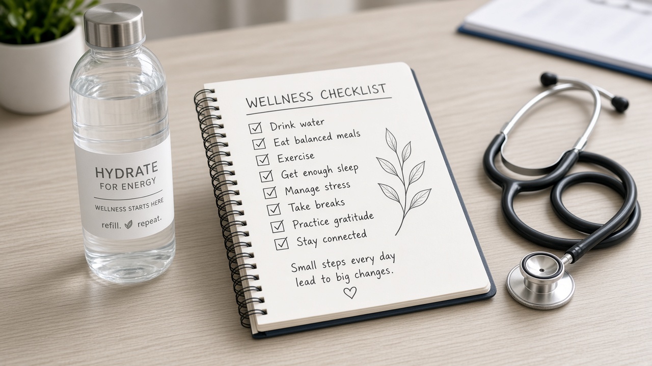 Wellness checklist on a clinic desk